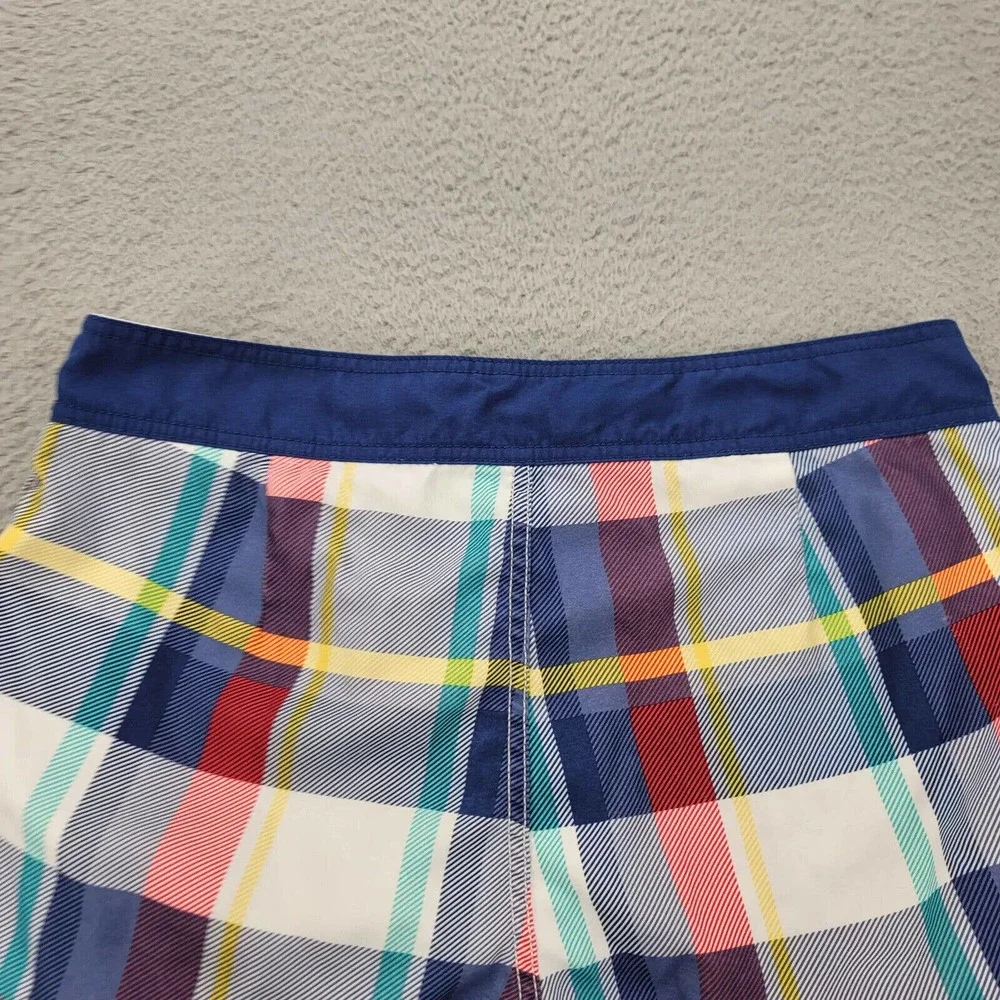 American Eagle Shorts Mens Medium White Plaid Patch Pockets Board‎ Shorts Swim